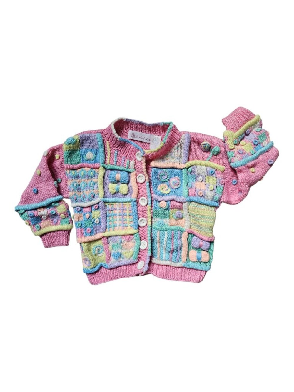 Label: Rachel's Kids  girl's size 3  cardigans button front knitted bows, swirls